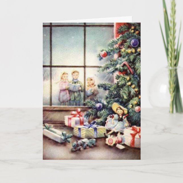 Tarjeta Festiva Navidades en la ventana (Anverso)