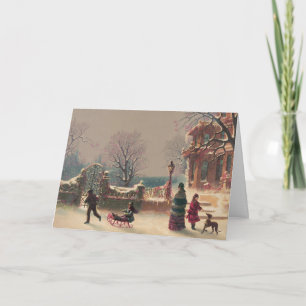 Tarjeta Festiva Navidades en la víspera navideña Park Vintage