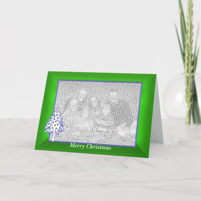 Tarjeta Festiva Navidades en marco de foto verde (ancho) (Anverso)