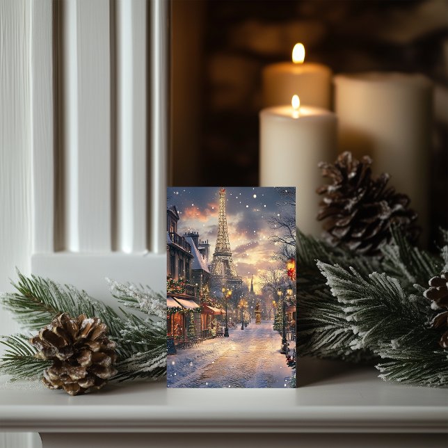 Tarjeta Festiva Navidades en París: Crepúsculo en la Torre Eiffel (Subido por el creador)
