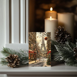 Tarjeta Festiva Navidades en París: El Boulevard de la Torre Eiffe