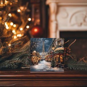 Tarjeta Festiva Navidades en París: El mercado de la Torre Eiffel 