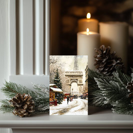 Tarjeta Festiva Navidades en París: Escena de invierno en el Arco 