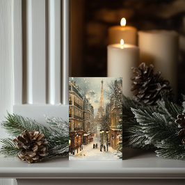 Tarjeta Festiva Navidades en París: La acogedora calle de la Torre