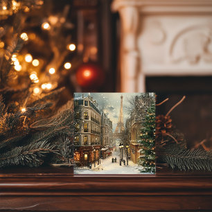 Tarjeta Festiva Navidades en París: La acogedora calle de la Torre