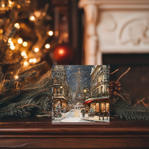 Tarjeta Festiva Navidades en París: La reluciente Torre Eiffel