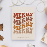 Tarjeta Festiva Navidades en tipografía marrón marrón de Merry Gro<br><div class="desc">Tarjeta de Navidad Merry Merry Merry Merry: un diseño retro,  con una tipografía vintage onizada y una paleta marrón y beige muda.</div>