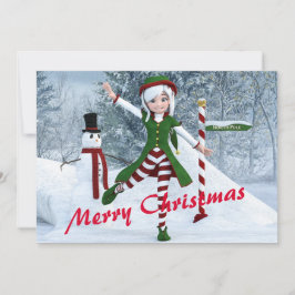 Tarjeta Festiva Navidades en un bosque de invierno