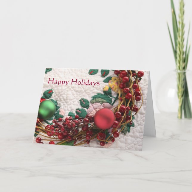 Tarjeta Festiva Navidades en una carta de colcha (Anverso)