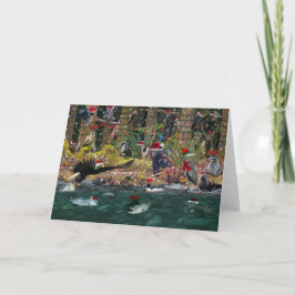 Tarjeta Festiva Navidades en una corriente costera