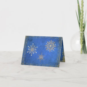 Tarjeta Festiva Navidades en vacaciones azules y doradas