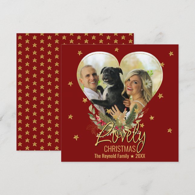 Tarjeta Festiva Navidades encantadores foto estrella Purpurina de  (Anverso / Reverso)