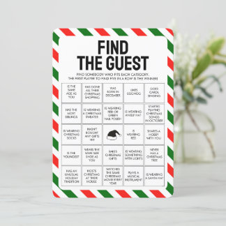 Tarjeta Festiva Navidades Encuentran el juego de bingo invitado