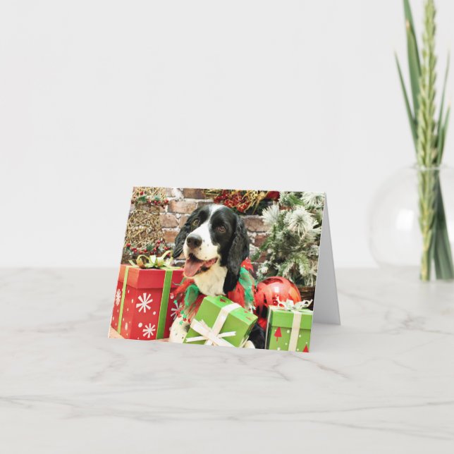 Tarjeta Festiva Navidades - English Springer Spaniel - Betsy (Anverso)