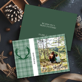 Tarjeta Festiva Navidades enmarcados como verde del bosque fotográ