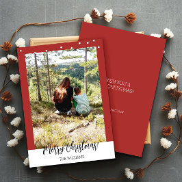 Tarjeta Festiva Navidades enmarcados foto rojo borgoña