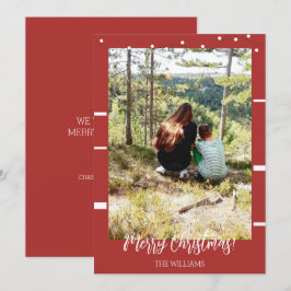 Tarjeta Festiva Navidades enmarcados foto rojo borgoña