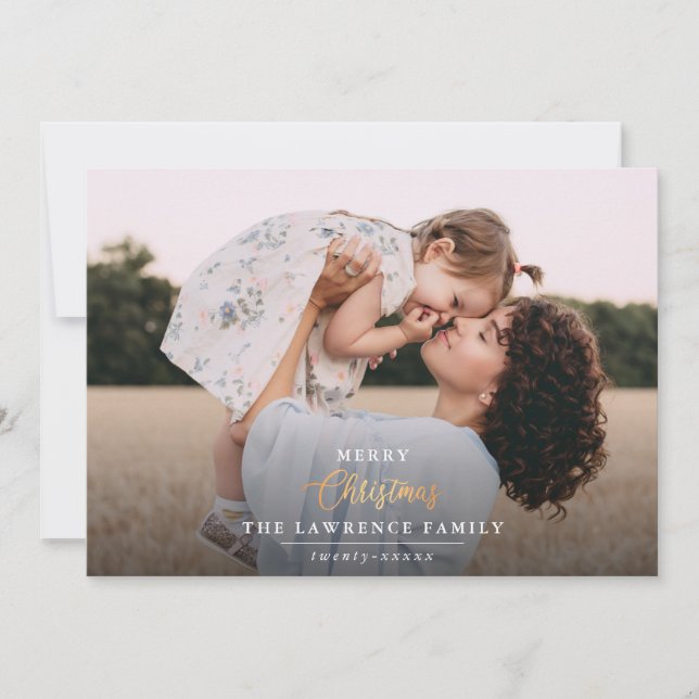 Tarjeta Festiva Navidades es oro | Foto de marco completo de Navy  (Anverso)