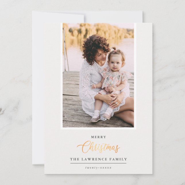 Tarjeta Festiva Navidades es oro | Foto vertical marfil-moderna (Anverso)