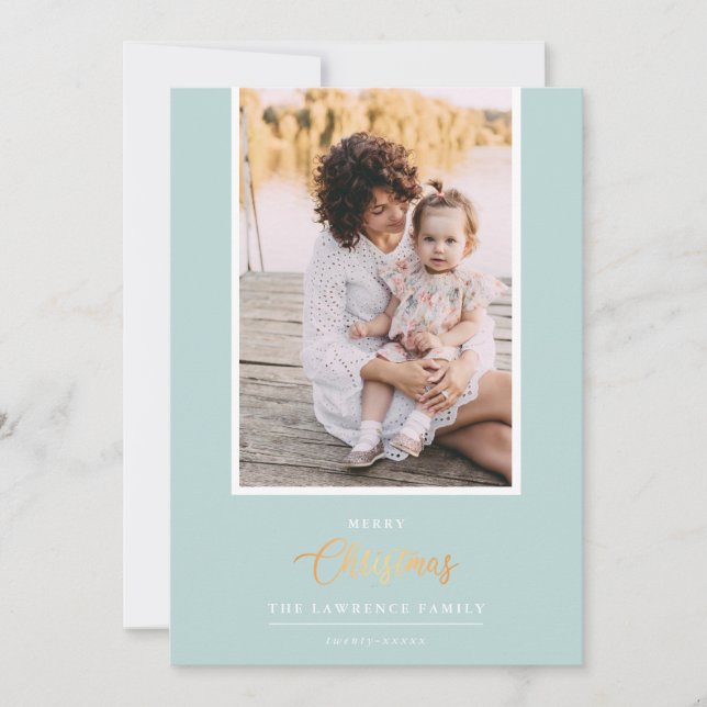 Tarjeta Festiva Navidades es oro | Foto vertical moderada (Anverso)