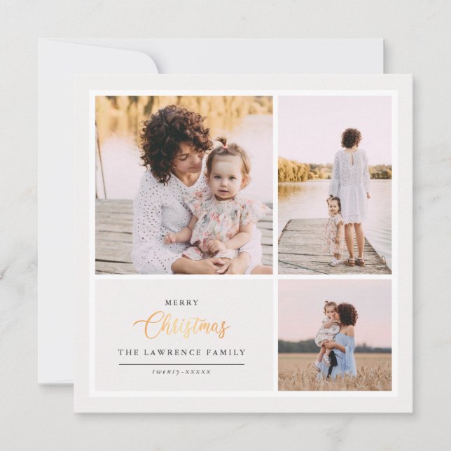 Tarjeta Festiva Navidades es oro | Marfil Moderno 3 festividades f (Anverso)