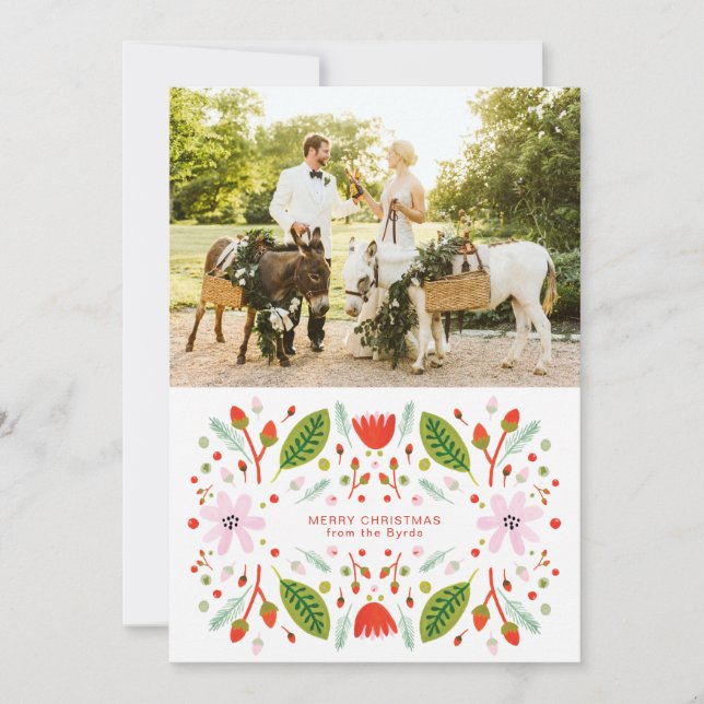 Tarjeta Festiva Navidades escandinavos de arte folclórico (Anverso)