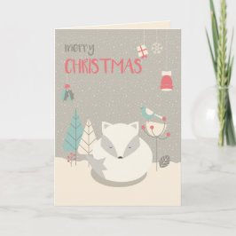 Tarjeta Festiva Navidades Escandinavos Folk Art White Fox