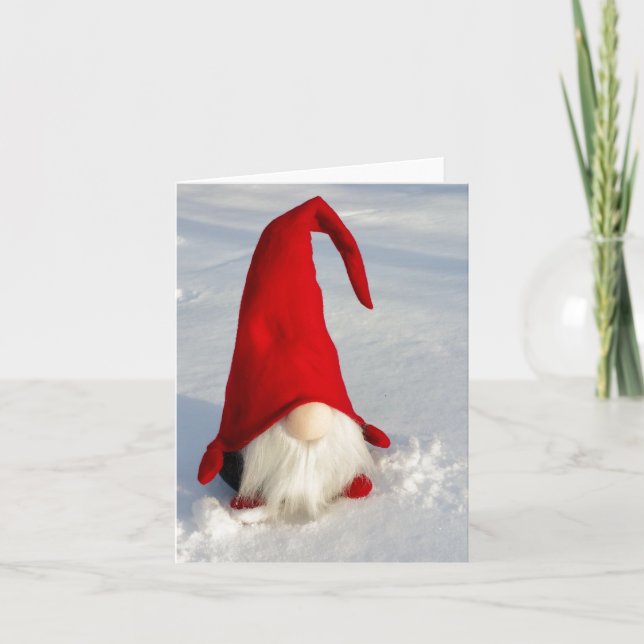 Tarjeta Festiva Navidades escandinavos Gnome (Anverso)