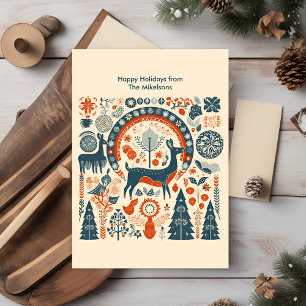 Tarjeta Festiva Navidades escandinavos modernos de Woodland