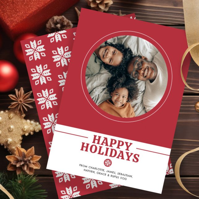 Tarjeta Festiva Navidades escandinavos nórdicos foto personalizada (Scandinavian Nordic Christmas Photo Personalized Holiday Card by Ricaso. Add your photo and text)