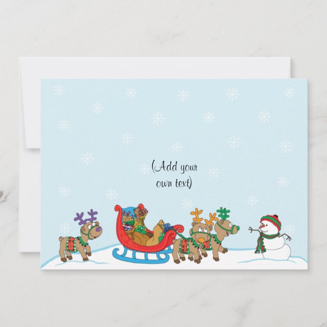 Tarjeta Festiva Navidades Escena de Nieve de dos caras/plana/tarje (Anverso)