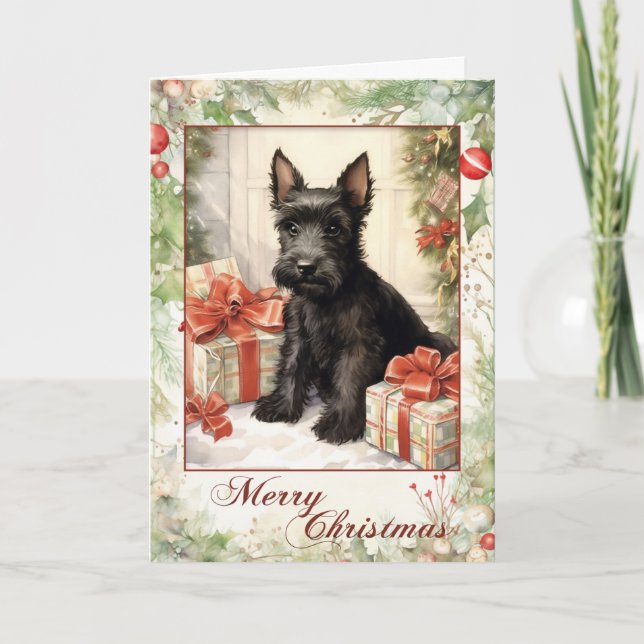 Tarjeta Festiva Navidades escoceses de época (Anverso)