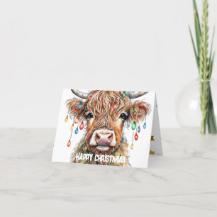 Tarjeta Festiva Navidades escoceses de vacas localizadas en la Hig