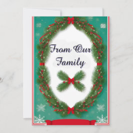 Tarjeta Festiva Navidades escriben con Holly Berries y Ribbon