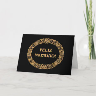 Tarjeta Festiva Navidades españoles con efecto de oro negro