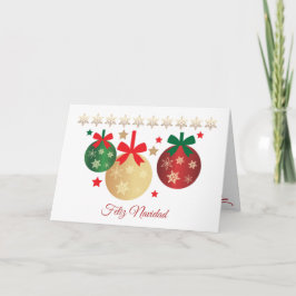 Tarjeta Festiva Navidades españoles de color rojo, verde y dorado