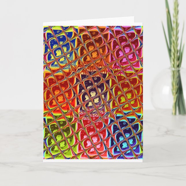 Tarjeta Festiva Navidades especiales colores Nieve Santa HoHoho Po (Anverso)