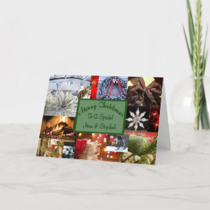 Tarjeta Festiva Navidades especiales de mamá y padrastro