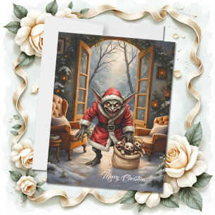 Tarjeta Festiva Navidades espeluznantes Goblin - Santa Mal de la F