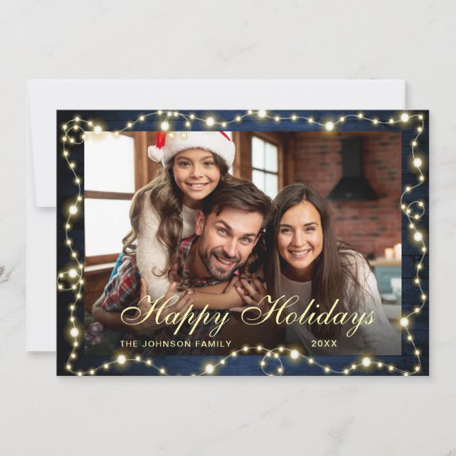 Tarjeta Festiva Navidades espumosos alumbran un saludo fotográfico (Anverso)