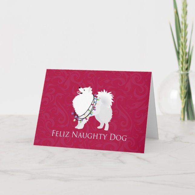 Tarjeta Festiva Navidades estadounidenses del perro esquimal Feliz (Anverso)