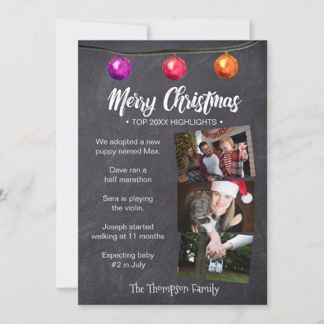 Tarjeta Festiva Navidades, estilo de boletines, puntos destacados  (Anverso)