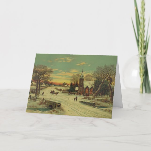 Tarjeta Festiva Navidades Eve Church Services (Anverso)