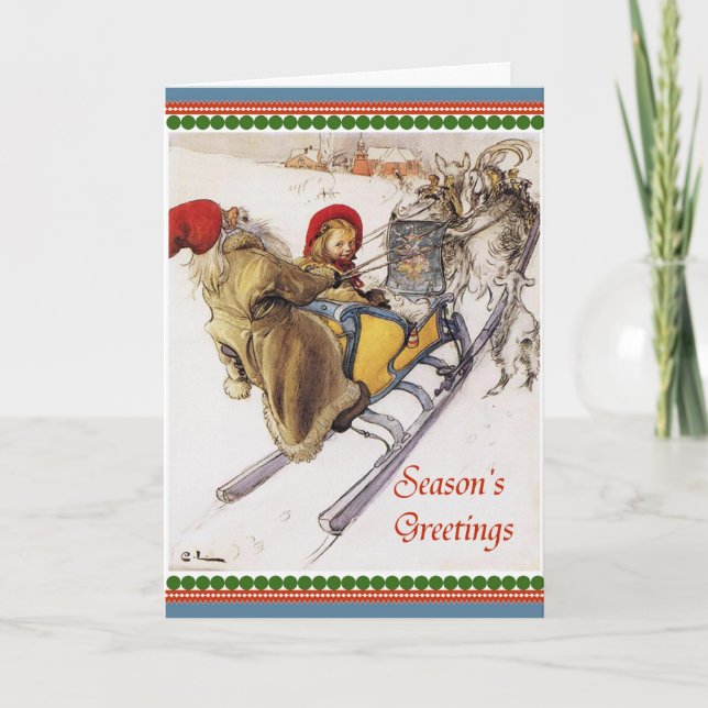 Tarjeta Festiva Navidades Eve Sleigh Ride Vintage (Anverso)