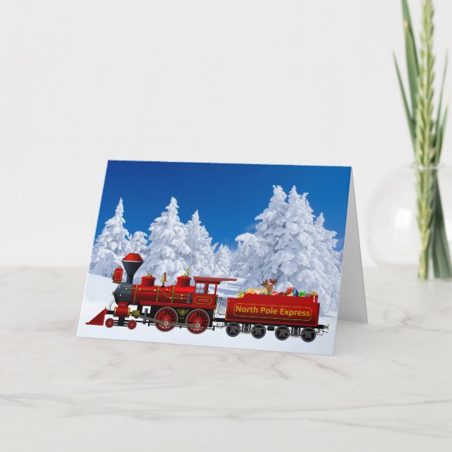 Tarjeta Festiva navidades expresos del polo norte (Anverso)