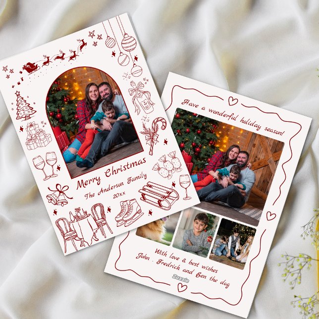 Tarjeta Festiva Navidades extravagantes de garabatos personalizado (Subido por el creador)