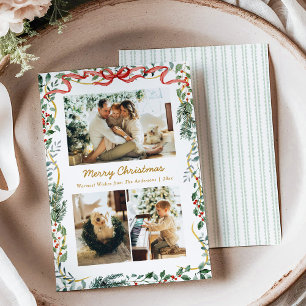 Tarjeta Festiva Navidades exuberantes de la vegetación de invierno