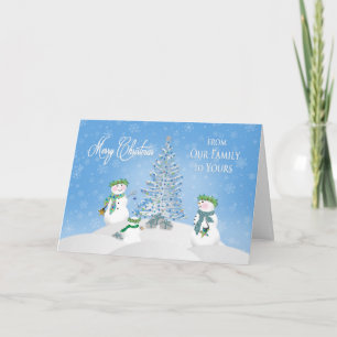 Tarjeta Festiva NAVIDADES -familia Snowman- de nuestra familia a l