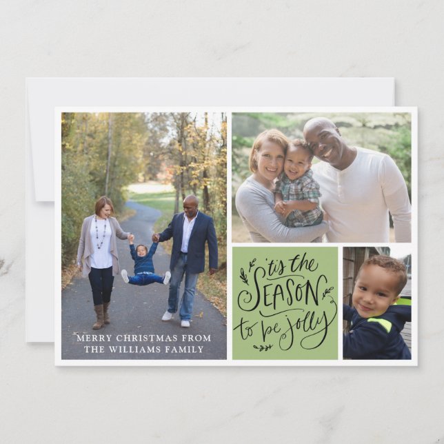 Tarjeta Festiva Navidades Familiares 3 Collages de fotos Esta Temp (Anverso)