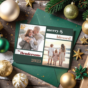 Tarjeta Festiva Navidades familiares bendecidos por la alegría de 